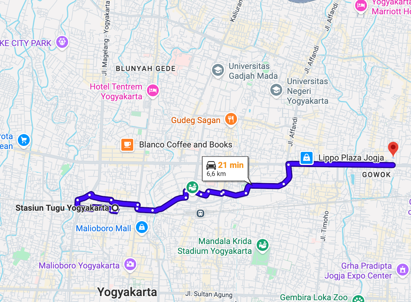 From Tugu Yogyakarta Railway Station