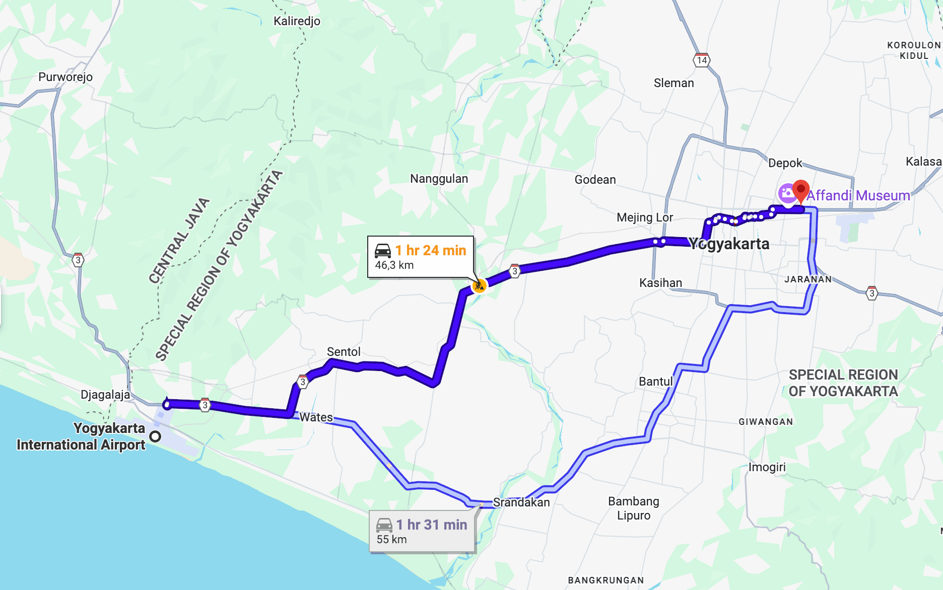 From Yogyakarta International Airport (YIA Airport)