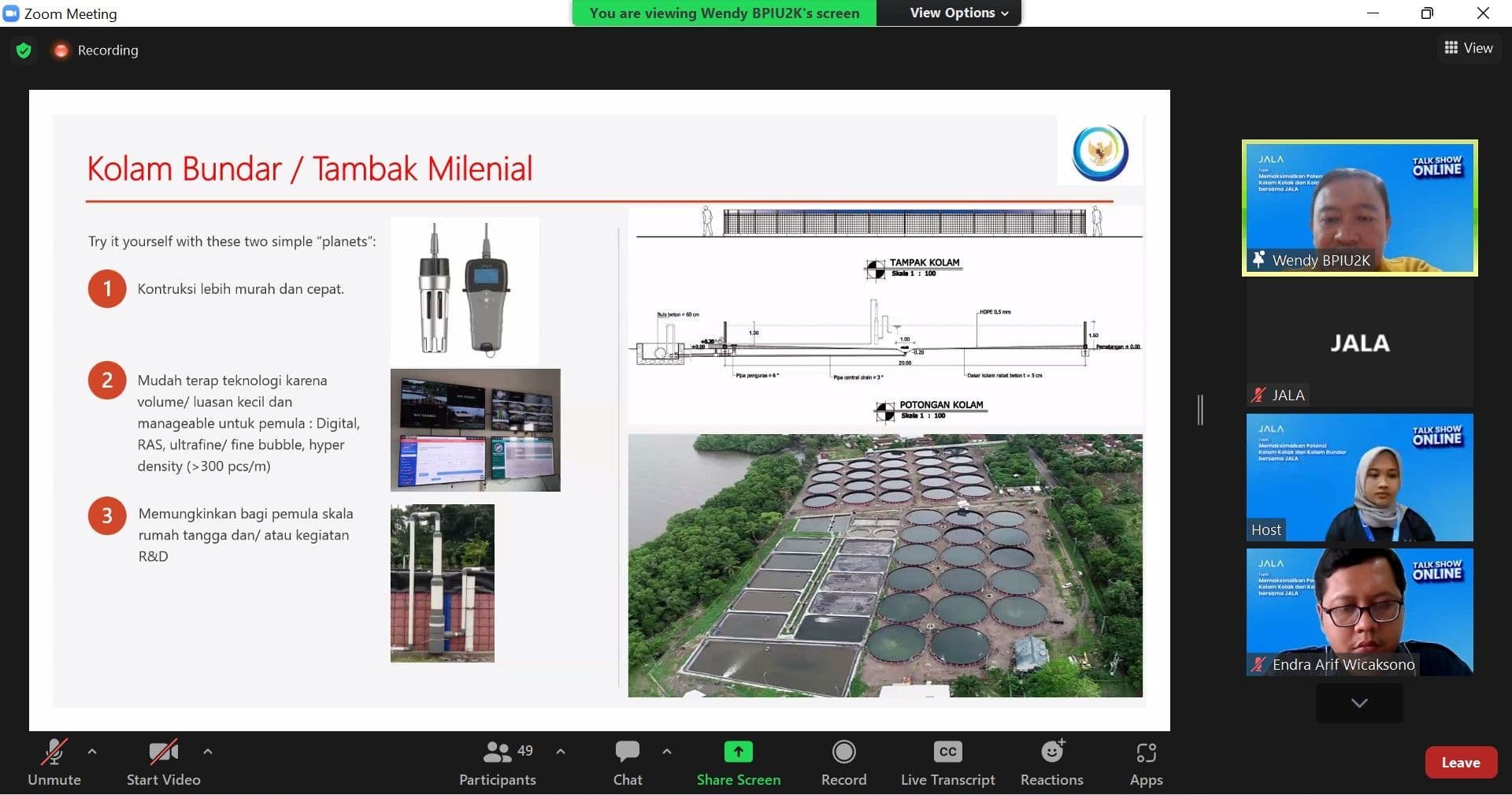 JALA Held Online Talk Show on Rectangular and Circular Ponds